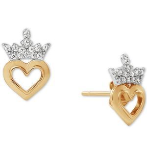 Disney Sterling Silver & 18 Gold-plate Stud earrings plus Trinket Dish